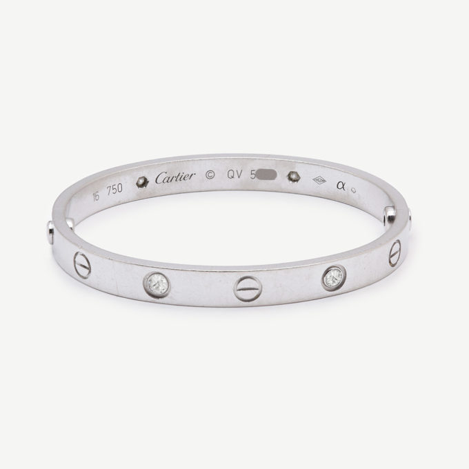 Bijou de seconde main : Bracelet Love Cartier, Or Blanc, Diamants - Authentifié.