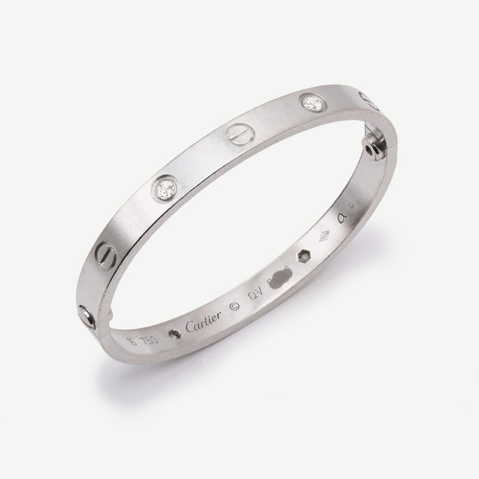 Bracelets Femme Tendance 2024 : Bracelet Love Cartier, Or Blanc, Diamants - Authentifié.